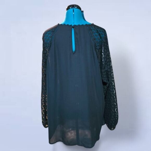 Torrid Georgette Lace Mix Sleeve Top in Black - Size 3X - Picture 4 of 8